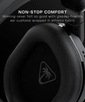 Stealth 600 Wireless Multiplatform Gaming Headset ear cushion detail, black color, with glasses relief, comfort focus.