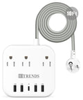 Beefy 10 Outlet Power Strip With 3 USB Ports And 1 USB C 1875W Surge Protector 3600 Joules with a coiled 10ft power cord.