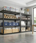 Beefy 4 Tier Heavy Duty Metal Storage Shelving Unit With 2240 Lbs Total Load Capacity in garage setting, loaded with items
