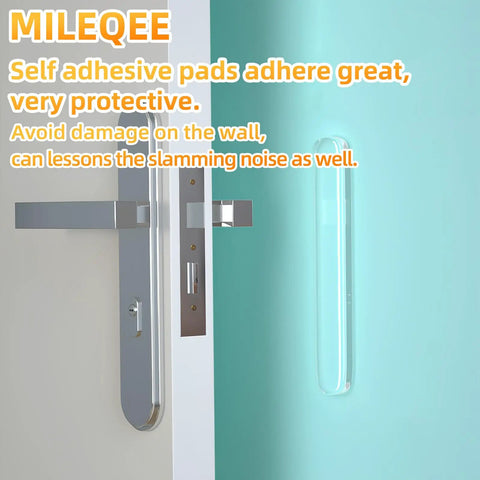 Pack Of Ten Clear Anti Slam Door Bumpers Silent Adhesive Wall Stoppers For Kitchen Cabinets Bedrooms And Closets Quick Fix To Mellow Out Loud Bangs And Keep Your Drywall Looking Fresh on a door handle.