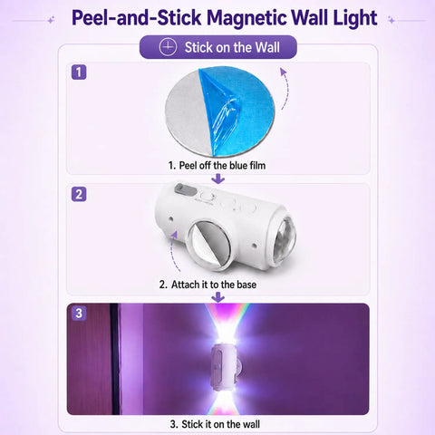 Rechargeable Motion Sensor Wall Lights Peel And Stick Sconces Set Of Two demonstrating installation steps on a wall.