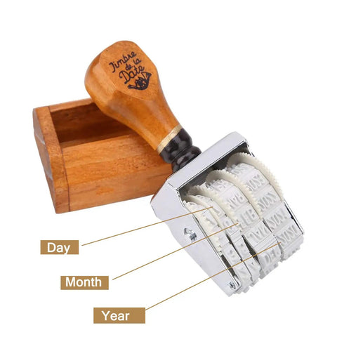 Gotta Have This Slick Roller Date Stamp Drops Crisp Day Month Year Marks On Planners Scrapbooks Cards And Diy Crafts Made From Hella Durable Solid Natural Wood For Daily Planning, wooden roller date stamp with box.