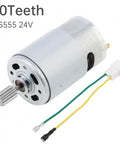 Beefed Up 24V 40000 RPM High Speed DC Motor With Fine 10 Teeth Gear Upgrade For Ride On Cars And Remote Control SUVs Powerful Electric Motor Replacement For Fast Hobby Rigs showing RS555 model and 10-tooth gear