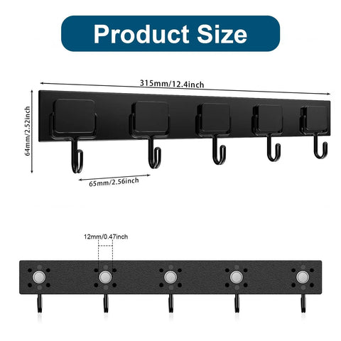 Super Strong Magnetic Hooks Set With Neodymium Magnets Five Heavy Duty Coat Rack Hooks product size diagram