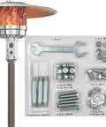All Purpose Patio Heater Bolt And Nut Replacement Kit for Outdoor Propane Heaters with wrench, nuts, screws, spacers.