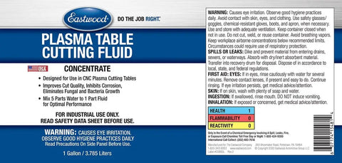 Concentrated Plasma Cutting Fluid For CNC Tables Gallon Makes Five Gallons Mix Five To One With Water For Peak Cut Quality Label