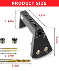 Precision Undermount Drawer Slide Drill Guide Jig With Six Piece Bit Set For Flawless Cabinet Alignment, showing size specifications and included bits.