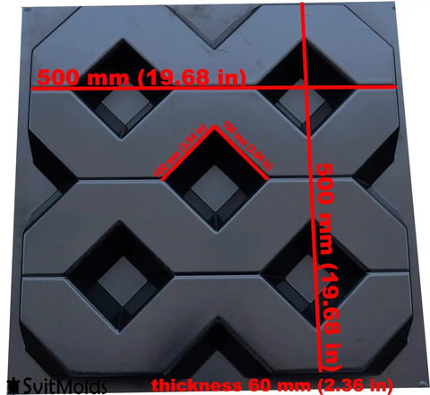 DIY Grass Concrete Molds For 19.68 Inch Square Paving Blocks 500x500x60 mm Reusable ABS Plastic Paver Mold
