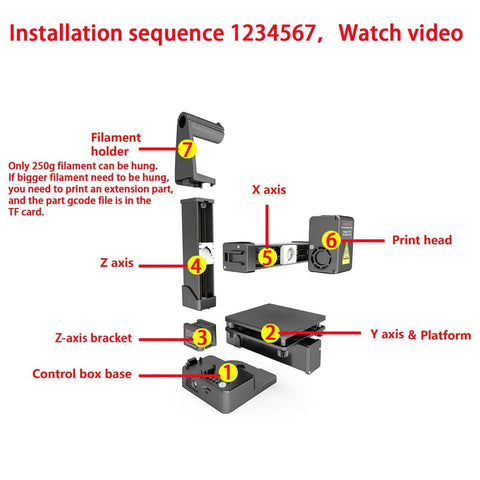Assembly guide for Mini 3D Printer for Beginners, Fully Assembled Desktop Printing Machine With High Precision 0.05mm Layer Resolution