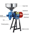 Side view of Beast 3000W Electric Dry Grain Mill Grinder, 110V Workhorse with 150mm disc on sturdy metal frame