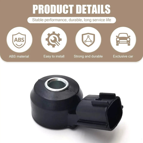 Heavy Duty Ignition Knock Sensor For Cars, Straight Plug And Drop Engine Diagnostics Fix, Direct Swap Replaces 220607B000 Ks107, black ABS material.
