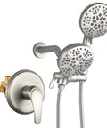 High Pressure Dual Shower System With Handheld And Fixed Heads 2 In 1 Shower Combo 3 Way Diverter Brushed Nickel Trim 49 Mode Combos