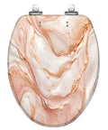 Elongated Liquid abstract marble painting print rose gold Toilet Seat, sturdy resin material with soft-close hinge design.
