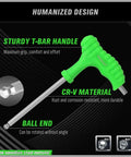 Long Arm T Handle Allen Wrench Set Built Tough With Ball End Hex Keys for Metric and SAE Sizes, ergonomic green TPR grip handle