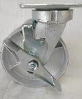 6 Inch Swivel Caster With Top Lock Brake Kingpinless Semi Steel Wheel 1200 Lb Load Limit showing top lock mechanism and mount.