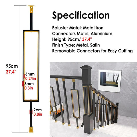 Top Shelf Square Metal Balusters And Staircase Spindles For Deck Railings 37 Inch High with satin finish specifications.