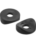 Pack Of Ten Extra Tough Nylon Spring Deck Washers, Top Shelf Concave Plastic Spacers For Seamless Machine Assembly And No Nonsense DIY Builds, Matte Black Hardware, showing two matte black spacers.