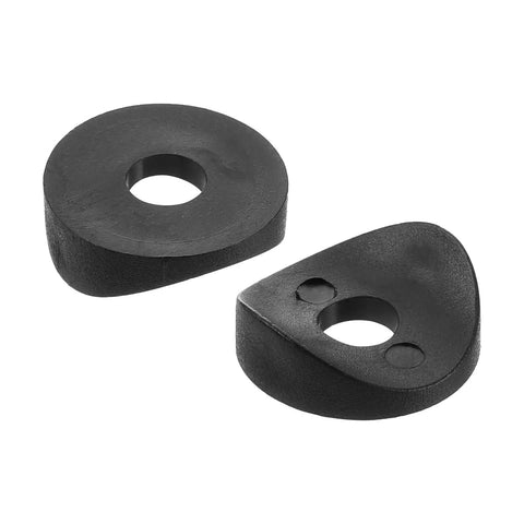 Pack Of Ten Extra Tough Nylon Spring Deck Washers, Top Shelf Concave Plastic Spacers For Seamless Machine Assembly And No Nonsense DIY Builds, Matte Black Hardware, showing two matte black spacers.