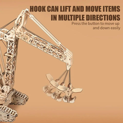 Hands On 3D Wooden Puzzle RC Crane Model Kit With Remote Control Mechanical Lifting Arm Grabbing And Rotation Desktop Display Gift For Adults Teens Hobbyists And Collectors 800 Pieces, wooden crane hook lifted