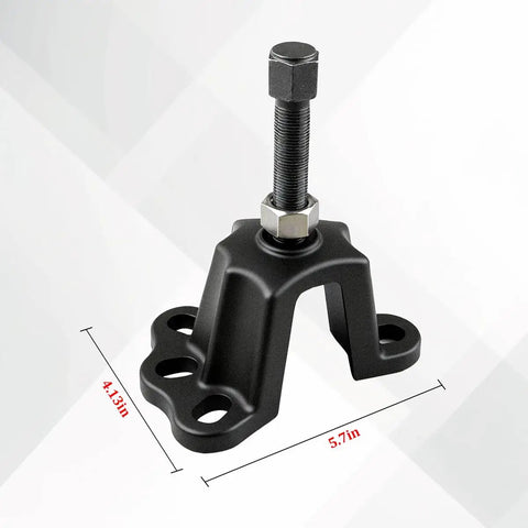 Heavy Duty Universal Hub Puller For Brake Drum Removal And Seized Bearing Extraction Four And A Half Inch Jaw Opening Tough Carbon Steel Auto Shop Workhorse That Knocks Rusted Parts Loose Fast, black design with threaded rod and base.