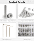 All In One Hex Screws Nuts Washers Kit 1080 Piece Set M2 M3 M4 Stainless Steel With 3 Wrenches For Home Repairs Woodworking And DIY Projects Great For Home Maintenance And Quick Fixes, assorted sizes