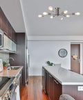 Brushed Nickel Sputnik Semi Flush Mount Ceiling Light Fixture With Eight Arms Gives Off A Sweet Layered Glow in modern kitchen