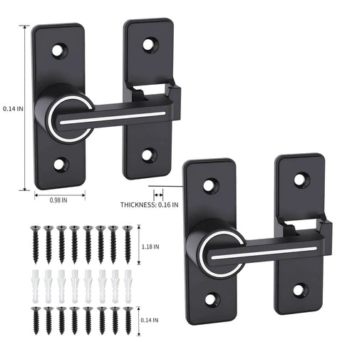 2 Pack Luminous Black 180 Degree Heavy Duty Barn Door Latches Thickened Zinc Alloy Sliding Flip Locks For Double Doors Gate And Outdoor Use Garden Yard Bathroom Garage Night Glow Green, includes screws and anchors