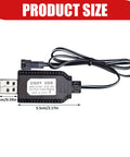 RC Battery Chargers USB 4.8V RC Car Charger With Indicator Light For Remote Control Toys, black charger size details
