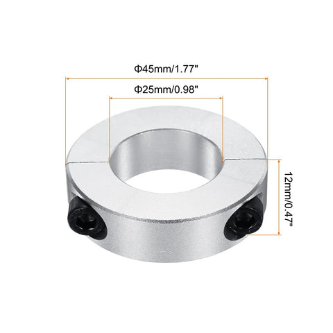 Double Split Aluminum Shaft Collar Set With Set Screw 25mm Or 1 Inch Bore Four Pack Pro Grade Heavy Duty Clamping Collars for CNC Machines
