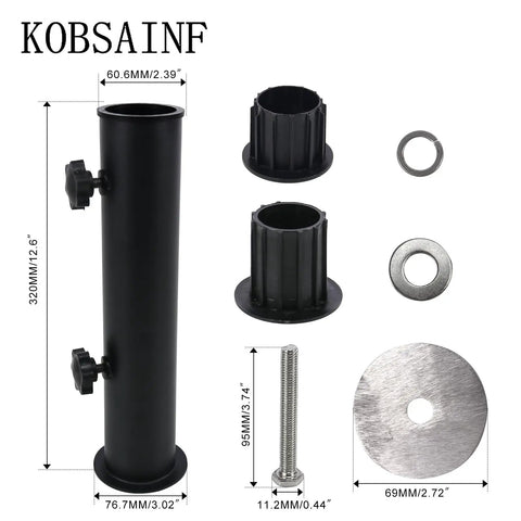 Universal Outdoor Umbrella Stand Heavy Duty Steel Tube Holder For Cement And Granite Boards DIY Tabletop Base Built Tough Rust Resistant Marble Flag Pole Stake Style Durable Patio Garden Stand components