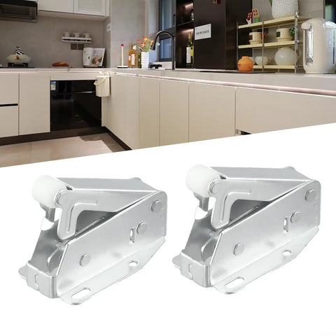 Push To Open Door Latch With Touch Catch Cabinet Hardware in kitchen scene, cold rolled steel spring mechanism visible