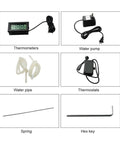 Thermometers, water pump, water pipe, thermostats, spring, and hex key for 60cm Acrylic Bending Machine with Hella Precise Temp Control and Water Cooling System for Hot Shaping Plastic Sheets over 6mm Thick Portable PVC Heater with Angle Regulator Ensures Sweet Finishes Compact Heavy Duty Gear.