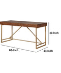 Game Changing Adjustable Standing Desk With Dang Sturdy Gold Metal Legs And Smooth Walnut Top Featuring No Sweat Height Adjustments For Cozy Bedrooms Or Epic Gaming Setups, 60x24x30 inches.