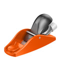 Jorgensen No.101 mini wood planer with orange body, metal blade, and knurled depth knob.