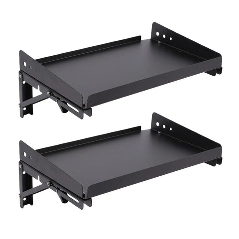 No Fuss Heavy Duty Fold Down Garage Wall Shelf Built Hella Sturdy With Alloy Steel, double shelf design for tool storage.