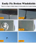 Windshield Repair Kit With Glass Repair Fluid 4 Piece Set For Chips And Cracks Quick Fix No Hassle Star Shaped Cracks Car Glass Repair Equipment For DIY Home Garage Use Easy To Apply visible, showing before and after repair results on a car windshield