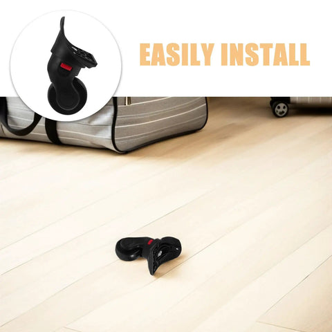 Beefed Up Luggage Wheel Set With Wear Resistant PVC And Nylon Casters, Abrasion Proof Suitcase Wheels Kit For Travel Bags, Easy Install, Durable Airport Ready Rolling Replacement on suitcase and wheel close-up