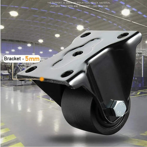 Heavy Duty Nylon Castor Wheels Set Of 4 75Mm Industrial Swivel Casters With Locking Brakes showcasing a 5mm steel bracket.