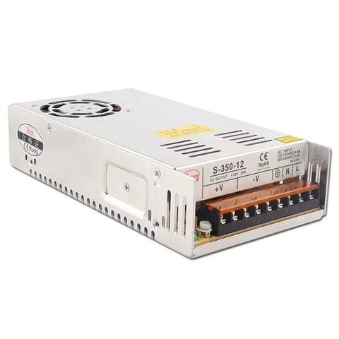 Top Shelf Heavy Duty 350W Single Output Switching Power Supply AC DC Converter for 12V 24V LED Lights Security Cameras Industrial Gear.