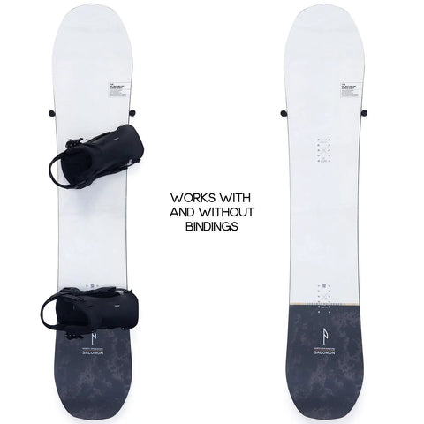 Fresh Snowboard Wall Mount Storage Rack With Edge Safe Grip Pads For Vertical Board Display and clean floating shelf design showing snowboards mounted with bindings.