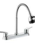 Top Shelf Two Handle Kitchen Faucet Featuring Slick High Arch Curve And Full 360 Swivel Motion Built With Rust Resistant Stainless Steel and Polished Chrome.