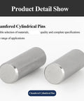 Chamfered cylindrical stainless steel pins, side view, for precision positioning in the 50 Pack 3.5mm Stainless Steel Shelf Pins Dowels For Cabinets And Shelves Precision Position Support Pegs 304 Stainless 5mm To 20mm Length Options Heavy Duty Smooth Round Finish