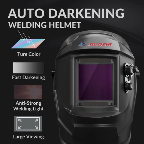 True Color Auto Darkening Welding Helmet With Large Viewing Screen 3.93 By 3.66 Inches Solar Powered Shield Shade Range 4 To 9 And 9 To 13 For TIG MIG ARC Grind Cut Mode Welding Mask