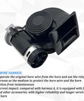 Top Shelf Heavy Duty Dual Tone Electric Air Horn With Badass 150db Thunder Blast 12v Direct Connect Wiring Harness close-up view