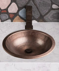 16 Inch Rotunda Copper Vanity Sink Hand Hammered Dual Mount Undermount Or Drop In For Bathroom Countertop