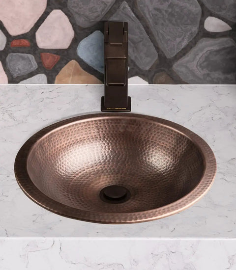 16 Inch Rotunda Copper Vanity Sink Hand Hammered Dual Mount Undermount Or Drop In For Bathroom Countertop