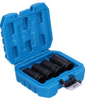 Heavy Duty 4 Piece Locking Wheel Nut Removal Sockets Kit With Protective Sheath Made From Gnarly Aluminum Alloy For Tough Car Tire Changes And Auto Repair Jobs Where Stubborn Bolts Hit Like A Hammer, blue case with four sockets
