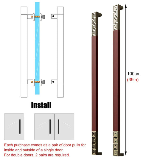 Solid Wood Sliding Barn Door Handle Set Rectangular Front Door Push Pull With Screws Exterior Interior Use Single Or Double Sided Install 39 Inch Length Built To Last Rustproof Stainless Steel Hardware Easy Mount