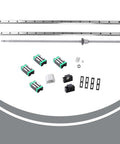Two Pack 800mm Linear Guide Rails And SFU1605 800mm Ball Screw With BF12 BK12 End Support Kit components displayed