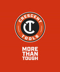 Crescent Tools logo on red background with 'More Than Tough' slogan below.